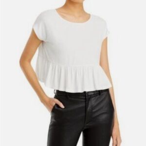 Aqua White Ruffle Hem Top size S